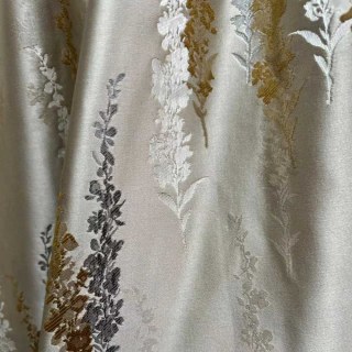 Lavender Elegance Luxury Jacquard Cream Gold Floral Curtains 6