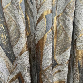 Dreamscape Luxury Jacquard Abstract Gray and Gold Curtains 2