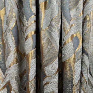 Dreamscape Luxury Jacquard Abstract Gray and Gold Curtains