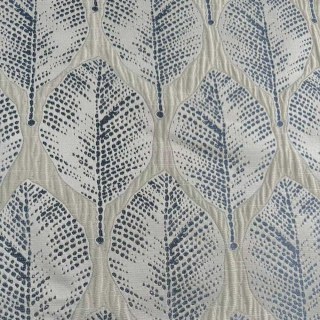 Leaf Dance Luxury Jacquard Cream and Blue Floral Curtains