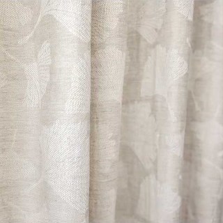 Gingko Rain Premium Jacquard Floral Drew Retting Linen Curtain 5