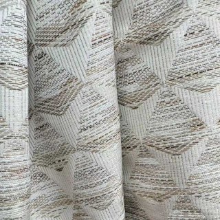 Diamond Mirage Jacquard Cream Sand Geometric Curtains