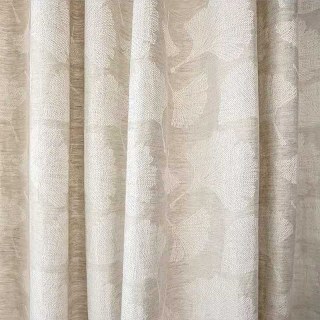 Gingko Rain Premium Jacquard Floral Drew Retting Linen Curtain 4