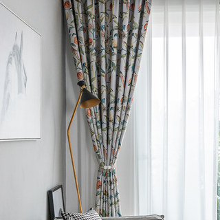 Harvest & Bird Multicolored Red Floral Blackout Curtain 2