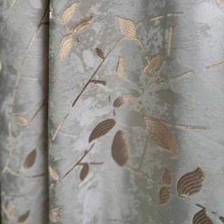 Golden Grove Luxury Jacquard Silky Cream Gold Floral Curtain 1