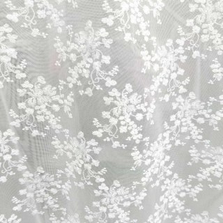 Springtime Bouquet Embroidered Ivory White Floral Sheer Curtain