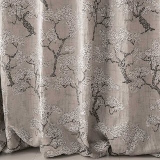 Frosted Bonsai Snow and Pine Mocha Brown Floral Curtain 2