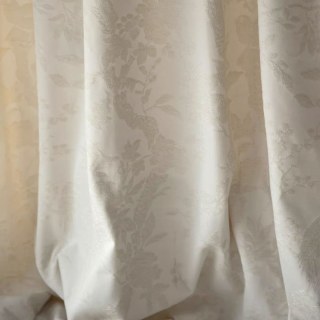 Mandarin Garden Chinoiserie Cream Off White Chenille Floral Curtain