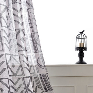 The City Sketch Black Modern Geometric Sheer Curtain 2