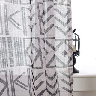 The City Sketch Black Modern Geometric Sheer Curtain