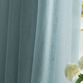 Moonlight Aqua Blue Shimmering Striped Mesh Net Curtain 3