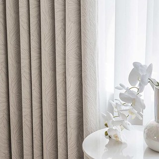 Spring Leaf Jacquard Patterned Cream Blackout Curtain 1