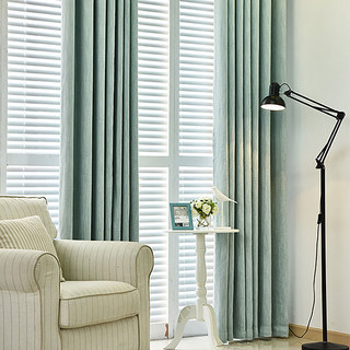 Cozy Subtle Textured Light Teal Blue Blackout Curtain 2