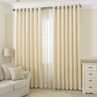 Luxury Cream Off White Chenille Curtain Drapes 1