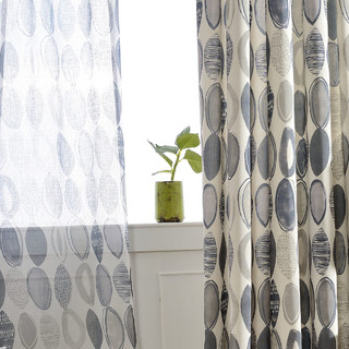 Infinity Blue Gray Modern Geometric Sheer Curtain 4