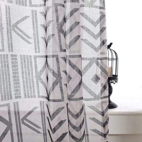 The City Sketch Black Modern Geometric Sheer Curtain 1