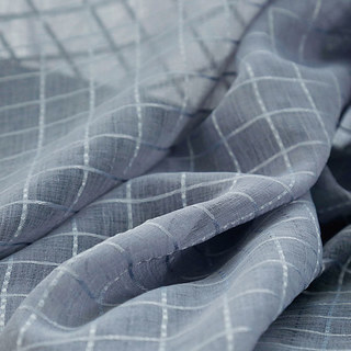 In Grid Windowpane Check Gray Sheer Curtain 9