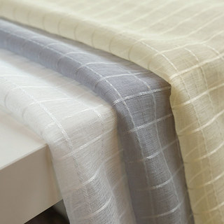 In Grid Windowpane Check Gray Sheer Curtain 8