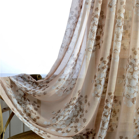 Blossom Latte Brown Cream And Beige Dandelion Semi Sheer Curtain 1