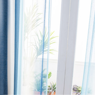 Sea Breeze Cocktail Pastel Sea Blue Coconut White Ombre Striped Sheer Curtain 6