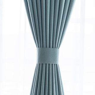 Herringbone Pastel Blue 100% Blackout Curtain Drapes 8