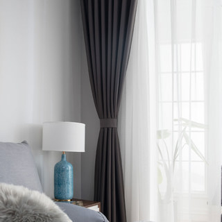 Superthick Dark Gray 100% Blackout Curtain Drapes 8