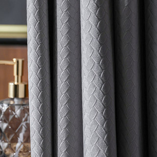 Scandinavian Basketweave Morandi Gray Embossed Velvet Blackout Curtains 5