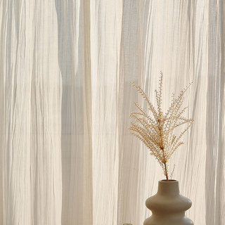 Cotton Crush Ivory White Crushed Semi Sheer Curtain 4