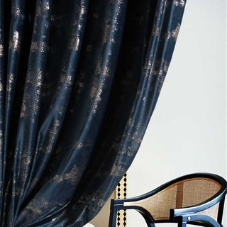 Sparkle Life Gold Glitter Blue Velvet Blackout Curtain Drapes 2