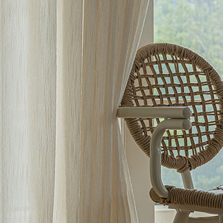 Fleecy Cloud Cream Textured Striped Sheer Curtain 6