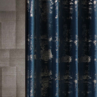 Sparkle Life Gold Glitter Blue Velvet Blackout Curtain Drapes 3