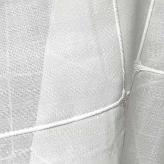 Pane Paradise Checked Grid Ivory White Sheer Curtains 6