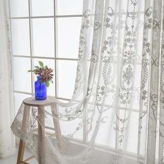 Royal Embroidered White Sheer Curtain 1