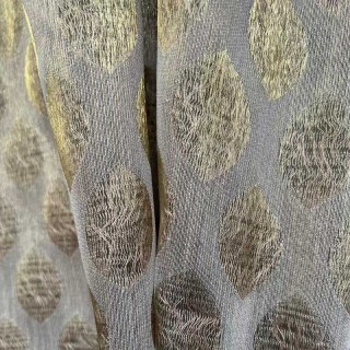 Ethereal Leaf Luxury Jacquard Gold Geometric Dotted Sheer Curtains