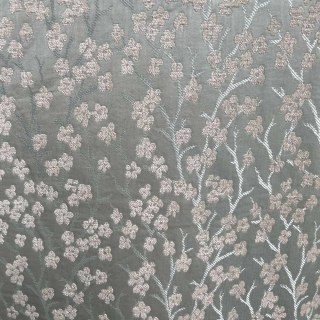 Cherry Blossoms Mint Green Floral Chenille Blackout Curtain 5