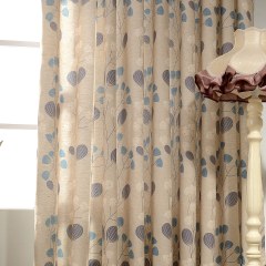 Block Leaf Floral Cream Curtain 7