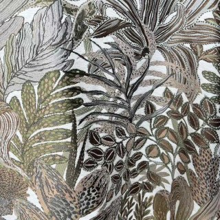 Exotic Foliage Flair Retro Tropical Leaf Olive Green & Brown Blackout Curtain 6