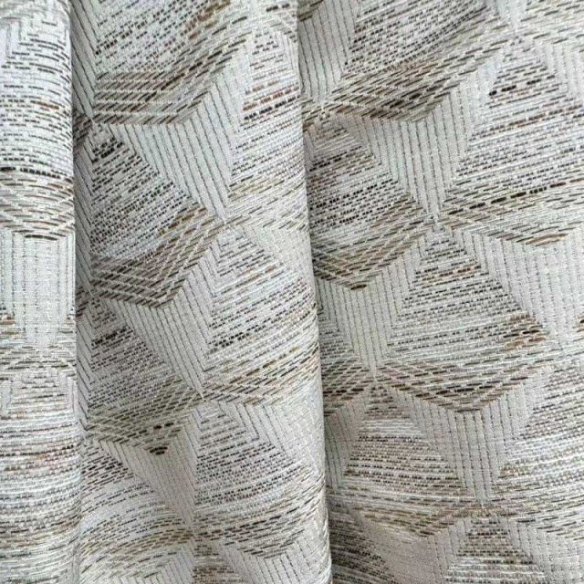 Diamond Mirage Jacquard Cream Sand Geometric Curtains 1