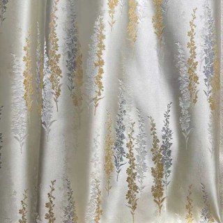 Lavender Elegance Luxury Jacquard Cream Gold Floral Curtains 4