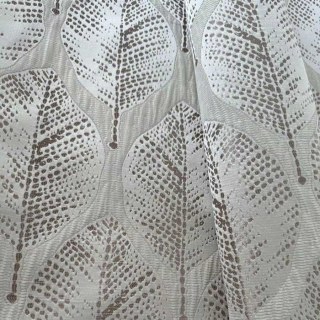 Leaf Dance Luxury Jacquard Cream and Brown Floral Curtains 4