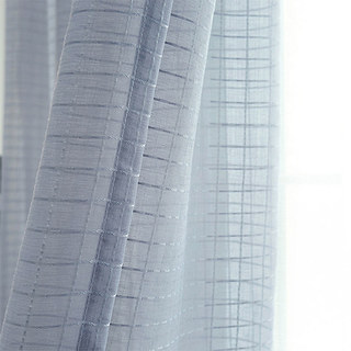 In Grid Windowpane Check Grey Voile Curtain 1