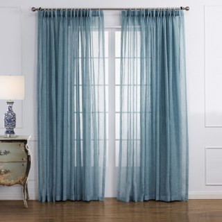 Daytime Textured Weaves Dusky Blue Sheer Voile Curtain 2