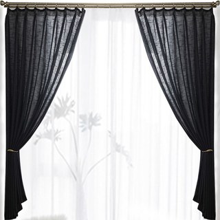 A Touch of Sunshine Semi Sheer Black Heavy Net Curtain 4