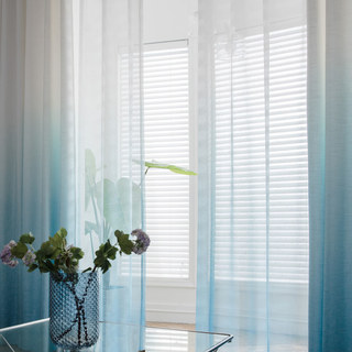 The Perfect Blend Ombre Turquoise Blue Textured Sheer Voile Curtain 5