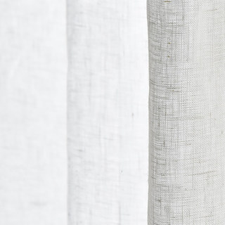 Zen Garden Pure Flax Linen Ivory White Voile Curtain