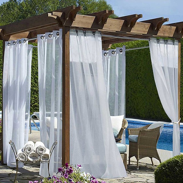 Laguna Outdoor Waterproof White Voile Curtain 1