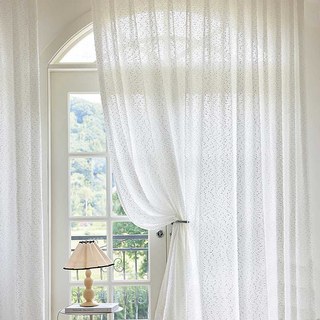 Ripple Wave Tweed Inspired Ivory White Glittery Voile Curtain 3