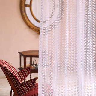 Chevron Stripe Jacquard White Sheer Voile Curtain 2