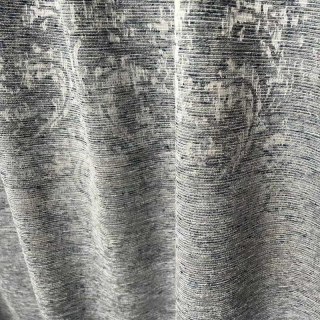 De Luxe Jacquard Pewter Grey Damask Curtain 2