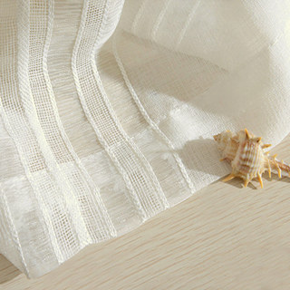 Calming Classic Striped White Linen Sheer Net Curtain 4